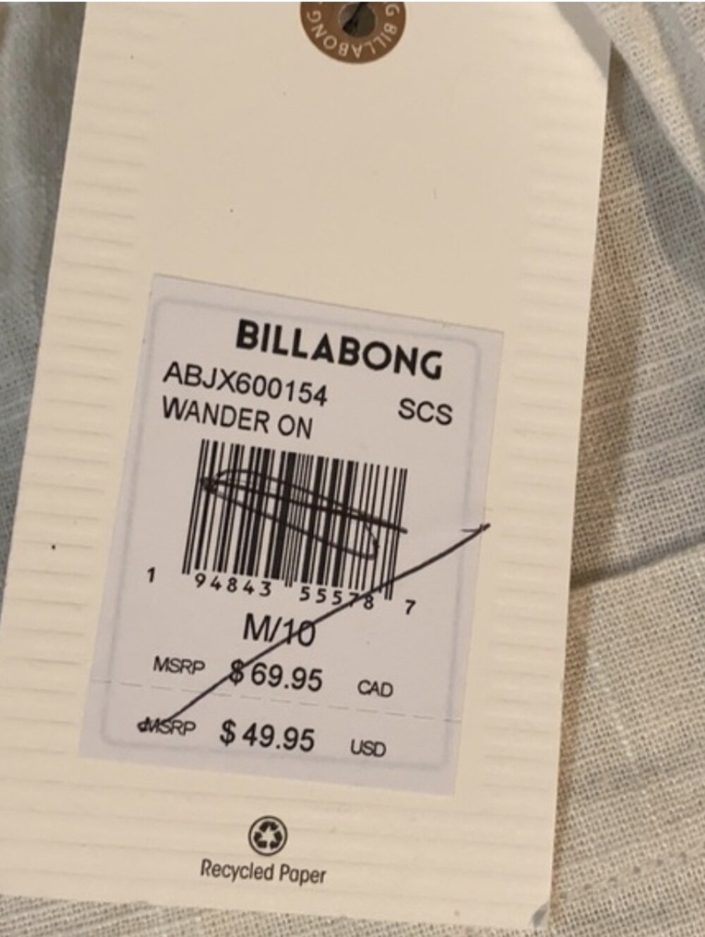 Billabong | Cream Drawstring Linen Pants - Picture 3 of 8